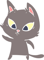 confused flat color style cartoon cat