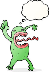 cartoon crazy frog with thought bubble