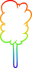 rainbow gradient line drawing of a candy floss on stick
