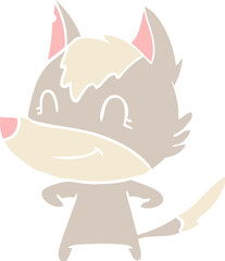 Obraz premium friendly flat color style cartoon wolf