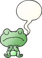 cartoon frog waiting patiently with speech bubble in smooth gradient style