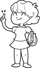 cartoon girl with books