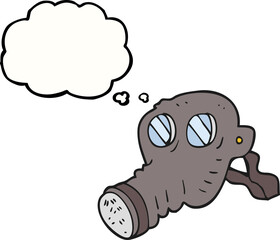 freehand drawn thought bubble cartoon gas mask