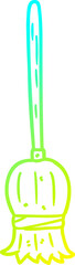 cold gradient line drawing of a cartoon broom