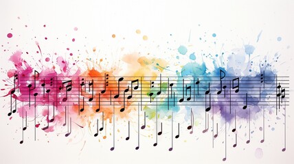 Vibrant white music notation drawing.