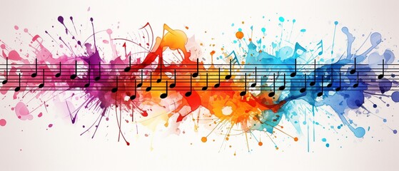 Vibrant white music notation drawing.