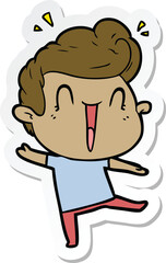 sticker of a cartoon excited man