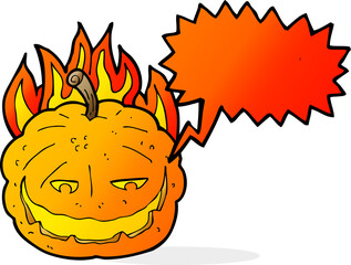 cartoon halloween pumpkin with speech bubble