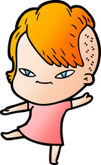 cute cartoon girl with hipster haircut