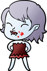 cartoon vampire girl with blood on cheek