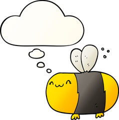 cute cartoon bee with thought bubble in smooth gradient style