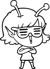 cool cartoon happy alien girl