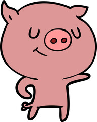happy cartoon pig
