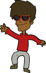cartoon waving cool guy