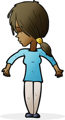 cartoon woman shrugging shoulders