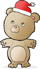 cartoon bear wearing christmas hat