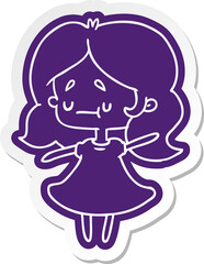 cartoon sticker of a cute kawaii girl