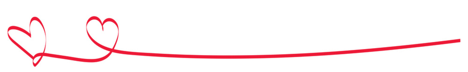 Hand drawn heart line art banner. Symbol of love. Design elements for Valentine's 