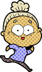 cartoon happy old woman