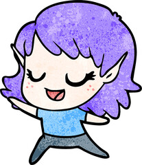 carton happy elf girl dancing