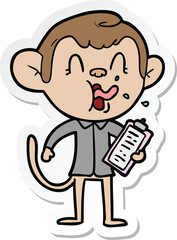 sticker of a crazy cartoon monkey manager