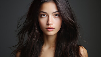 Fototapeta premium Close-up photo of Asian woman's face, youthful and beautiful.generative ai