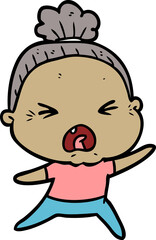 Obraz premium cartoon angry old woman