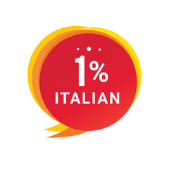 1 percent italian speech bubble icon. Banner design element. Vector template.