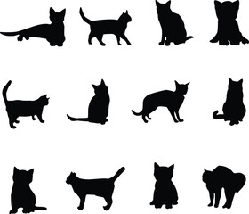 set of cats silhouettes