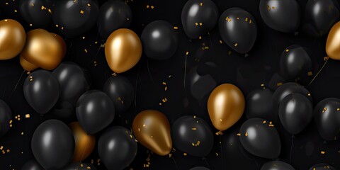 Black Gold Balloon Mockup, Black Friday Banner, Balloons Texture Background