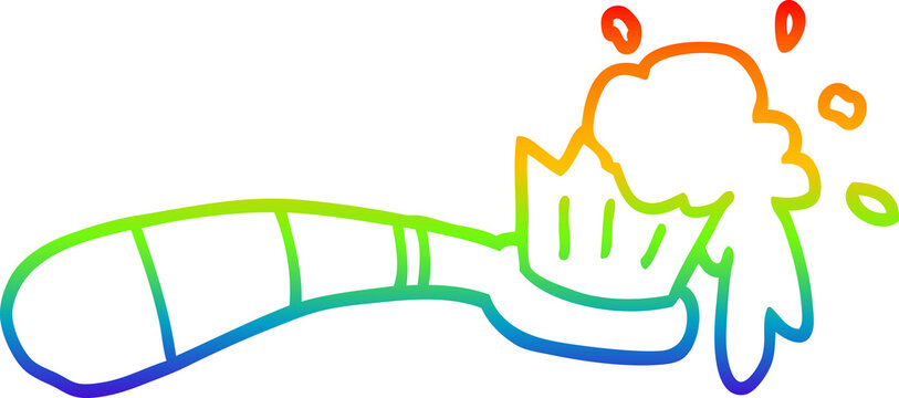 recommend clip art: rainbow gradient line drawing of a cartoon toothbrush