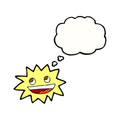 freehand drawn thought bubble cartoon star with face