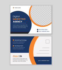 modern & creative yellow with black post card design template