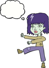 cartoon zombie girl with thought bubble