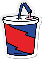 hand drawn sticker cartoon doodle of fastfood drink