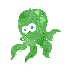 freehand retro cartoon octopus