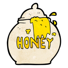 freehand textured cartoon honey pot