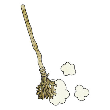 freehand textured cartoon witch's broom