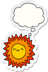 cartoon sun with thought bubble as a printed sticker