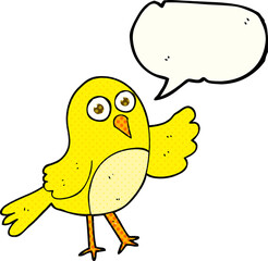 freehand drawn comic book speech bubble cartoon bird