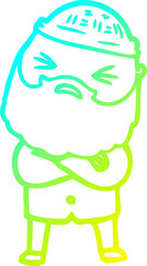 cold gradient line drawing of a cartoon man with beard