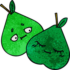 retro grunge texture cartoon of a pears