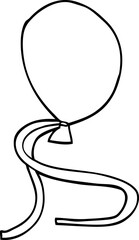 line drawing cartoon ballon with string