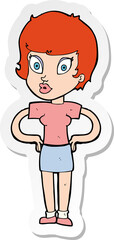 sticker of a cartoon woman with hands on hips
