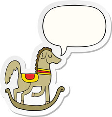 cartoon rocking horse with speech bubble sticker