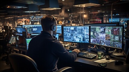 a security officer in the monitoring room.