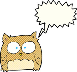 freehand drawn comic book speech bubble cartoon owl