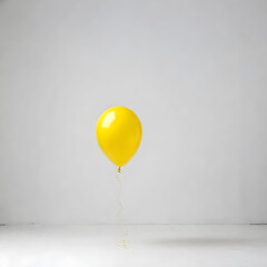 single yellow balloon on white background