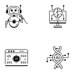 Bundle of AI and Futuristics Glyph Icons 
