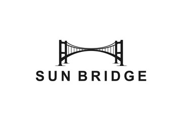 Suspension bridge logo silhouette simple minimalist design. - obrazy, fototapety, plakaty